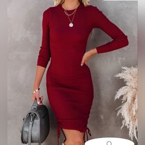 Yasmine Long Sleeve Ruched Knit Dress